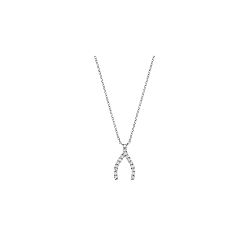 Wishbone Diamond Necklace in 14K Gold with diamonds