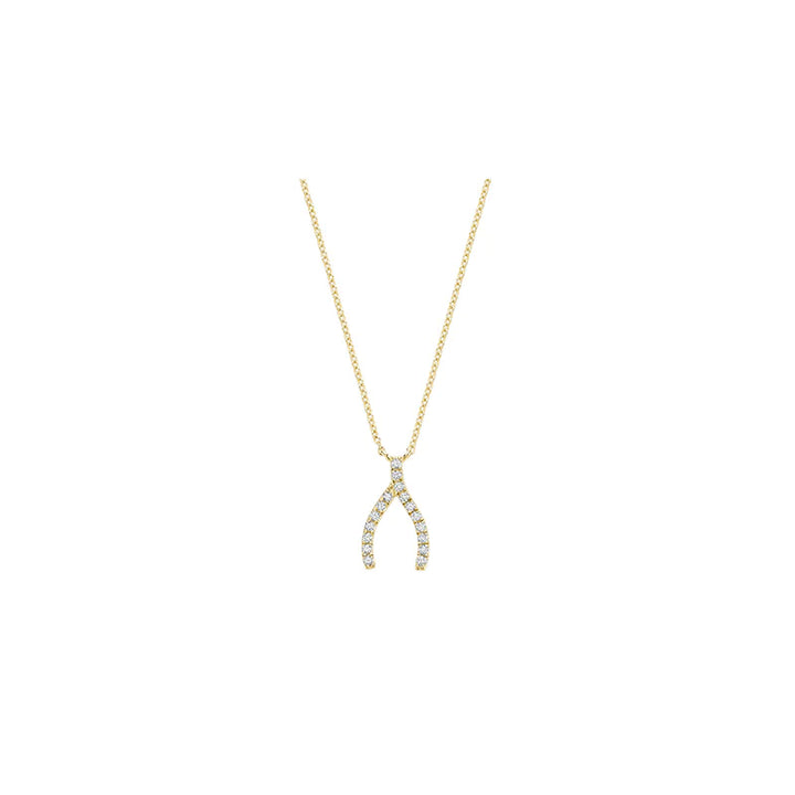 Wishbone Diamond Necklace in 14K Gold with diamonds