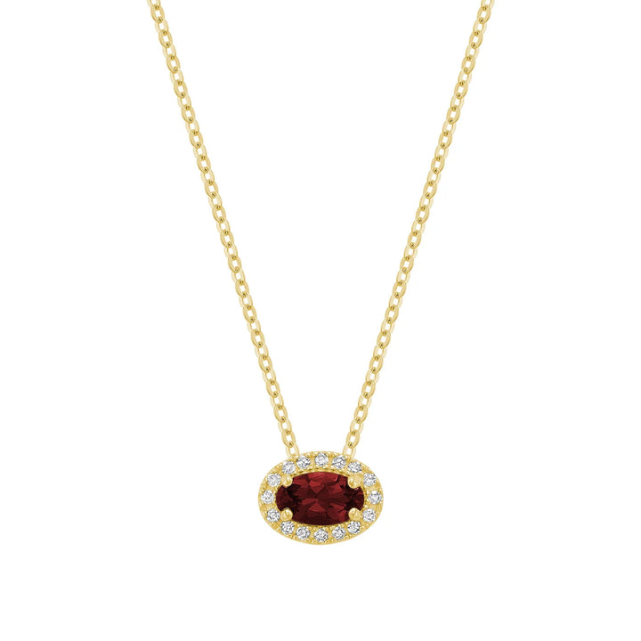 East West Diamond Halo &amp; Oval Cut Lab Grown Gemstone Necklace