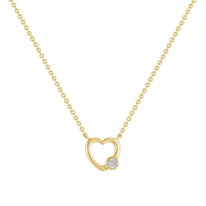 Open Heart & Bezel Diamond Necklace