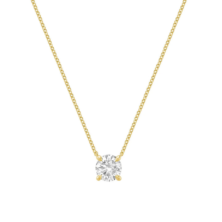 Classic Solitaire Diamond Necklace Lab Grown with Hidden Halo