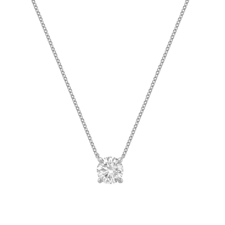 Classic Solitaire Diamond Necklace Lab Grown with Hidden Halo