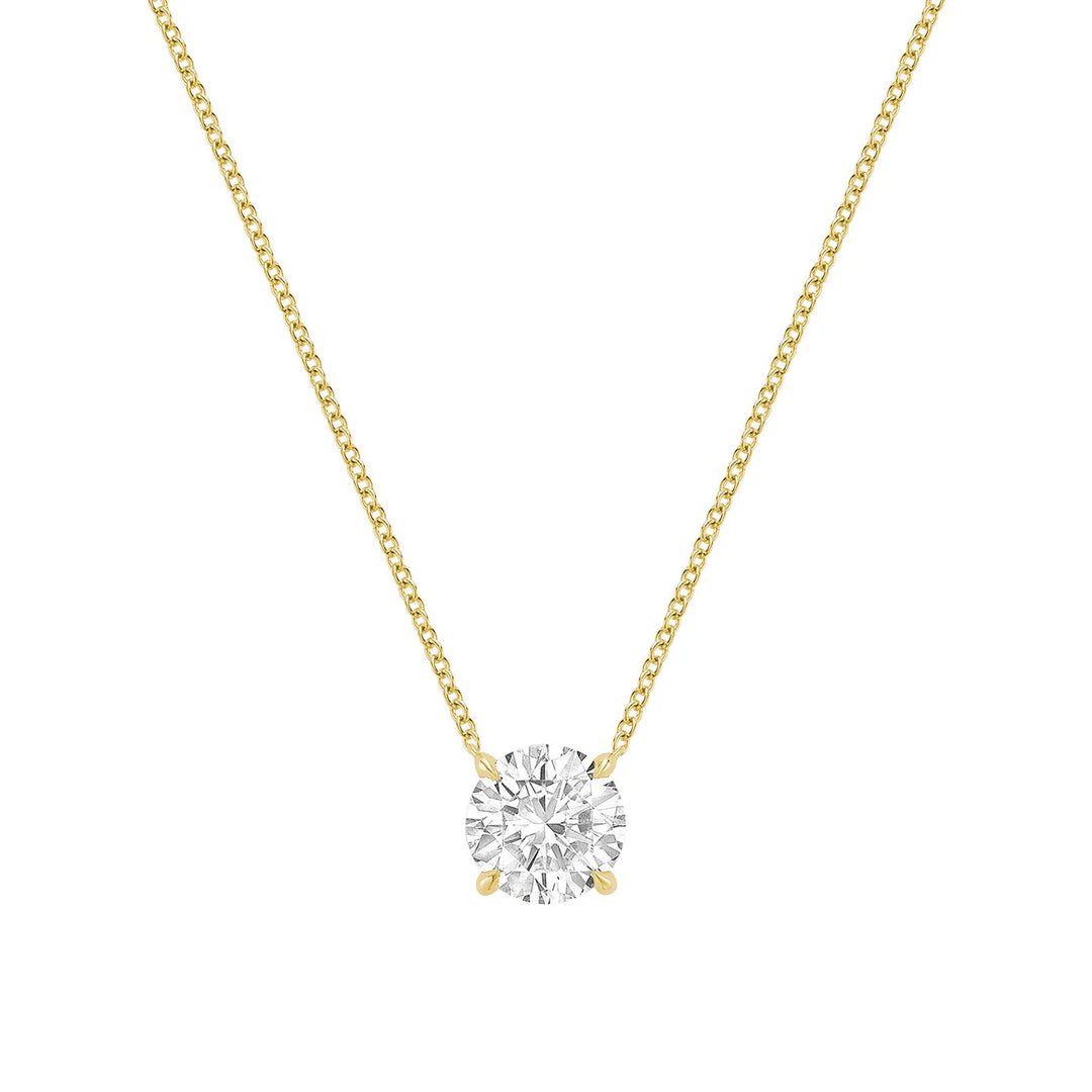 Classic Solitaire Diamond Necklace Lab Grown with Hidden Halo