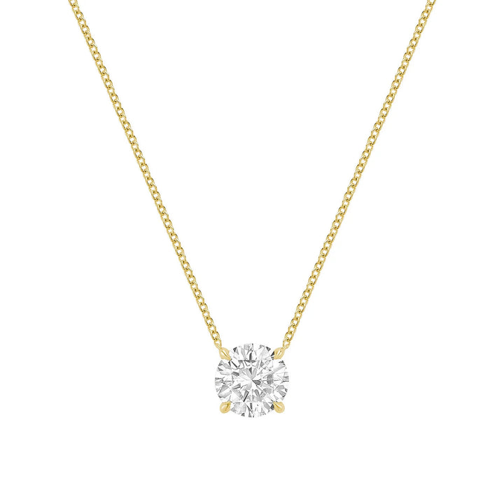 Classic Solitaire Diamond Necklace Lab Grown with Hidden Halo
