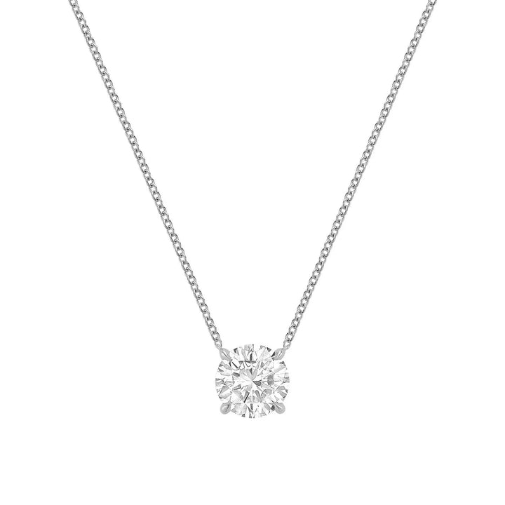 Classic Solitaire Diamond Necklace Lab Grown with Hidden Halo