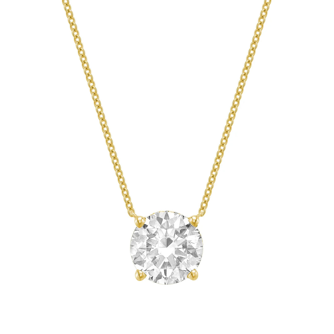 Classic Solitaire Diamond Necklace Lab Grown with Hidden Halo