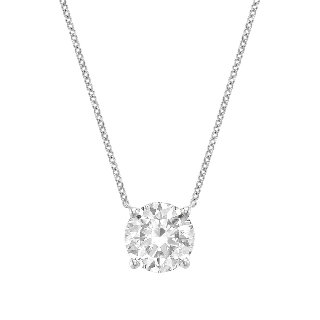 Classic Solitaire Diamond Necklace Lab Grown with Hidden Halo