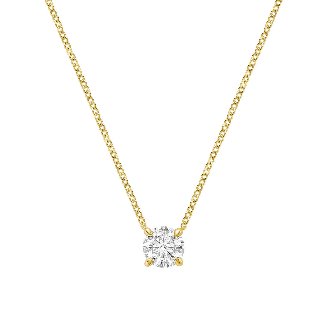 Classic Solitaire Diamond Necklace Lab Grown with Hidden Halo