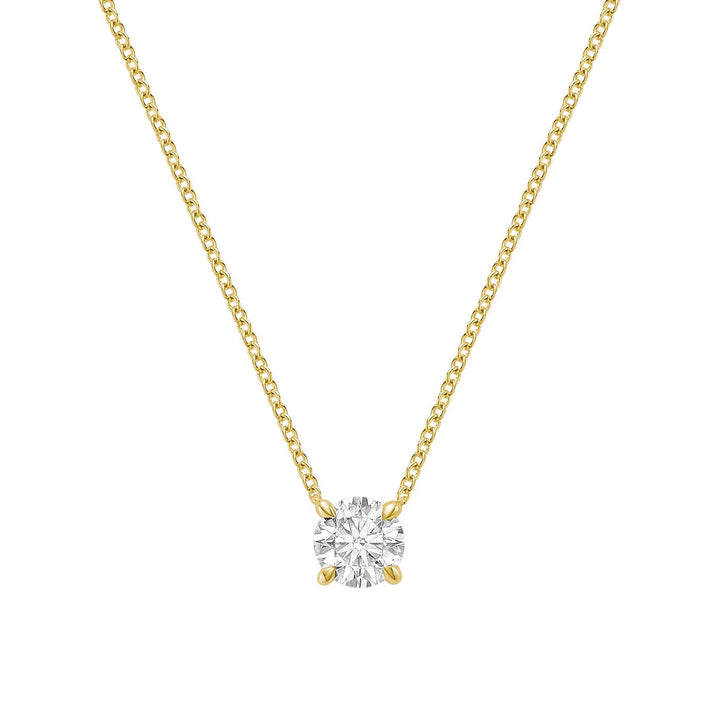 Classic Solitaire Diamond Necklace Lab Grown with Hidden Halo