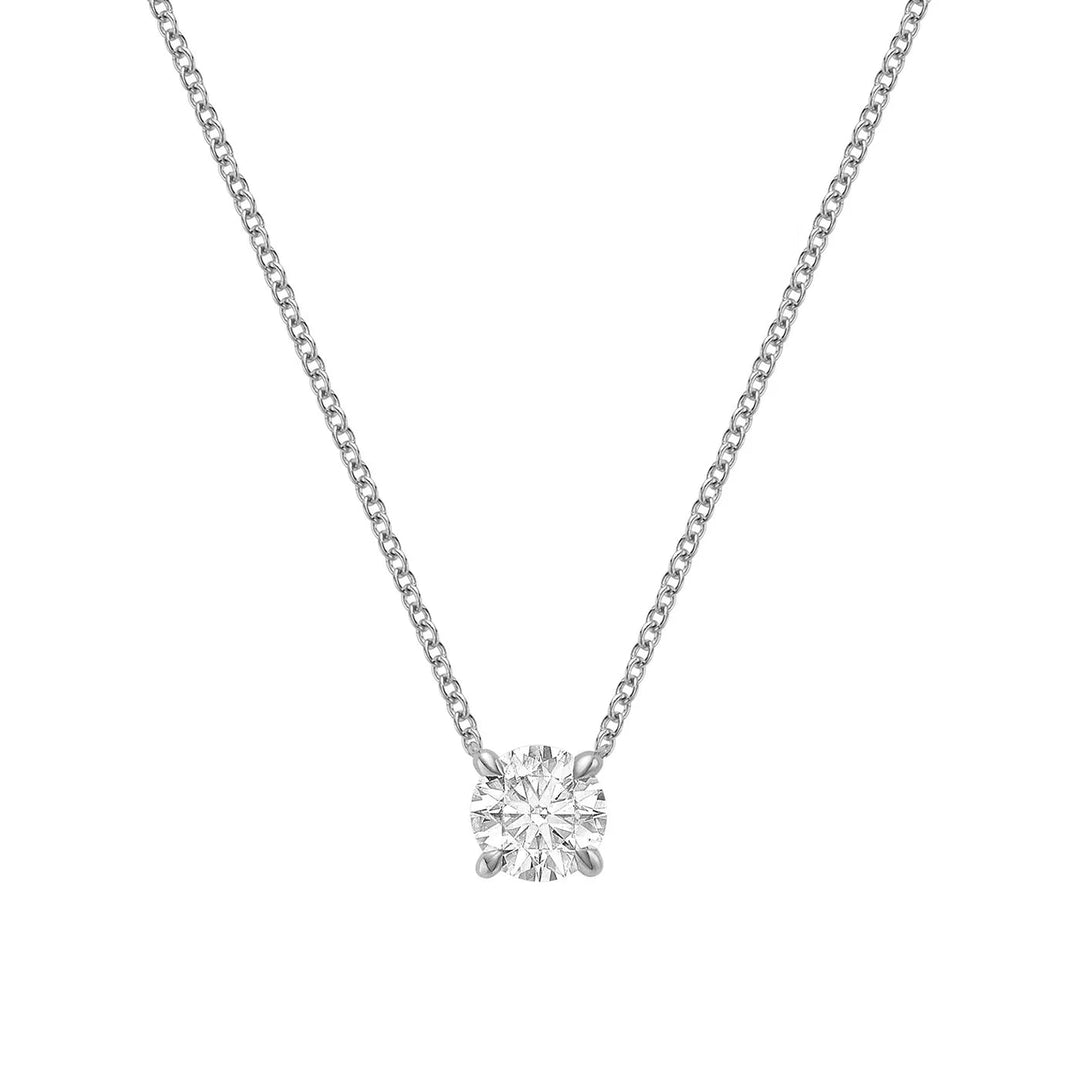 Classic Solitaire Diamond Necklace Lab Grown with Hidden Halo