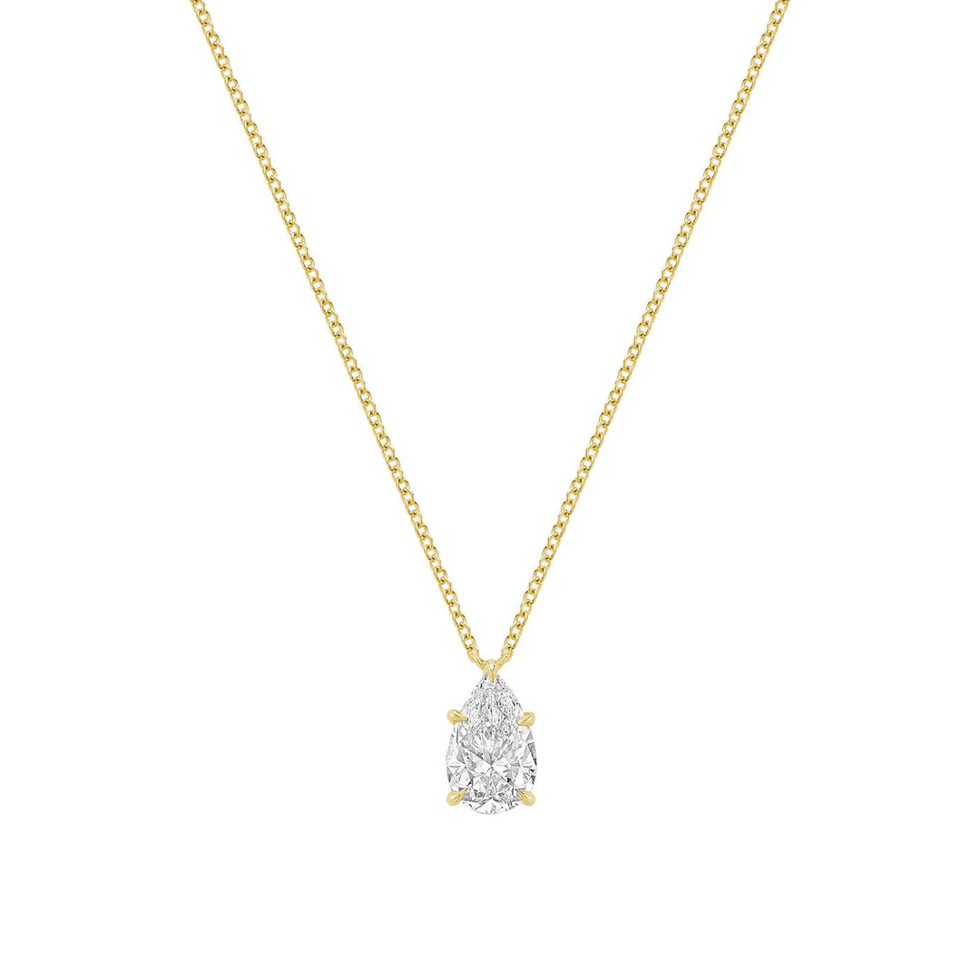Classic Pear Solitaire Pendant Lab Grown Diamond Necklace