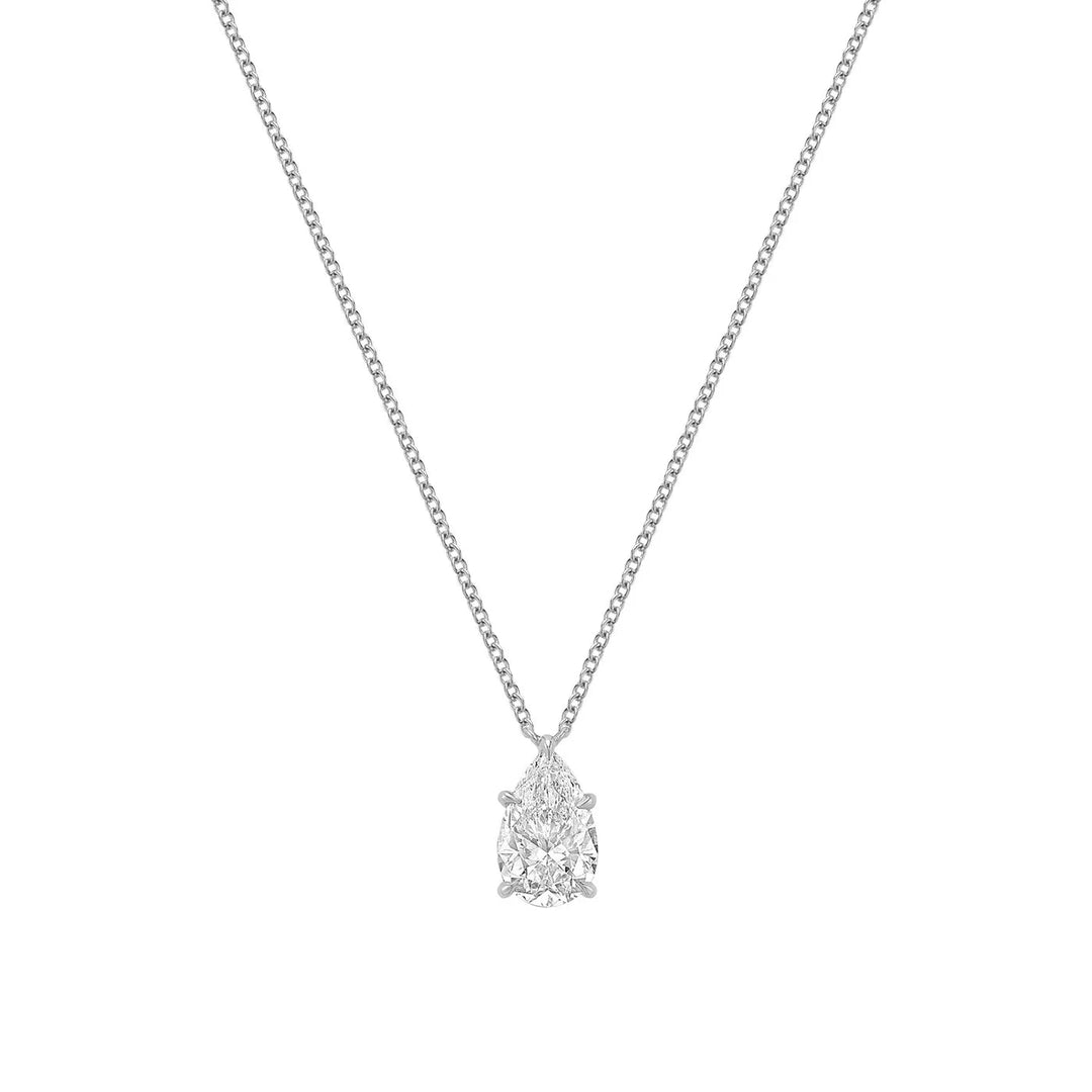 Classic Pear Solitaire Pendant Lab Grown Diamond Necklace
