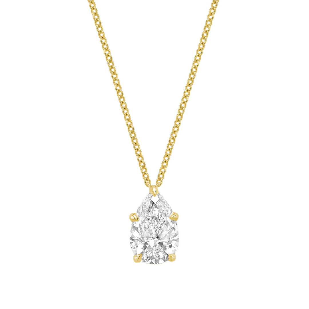 Classic Pear Solitaire Pendant Lab Grown Diamond Necklace