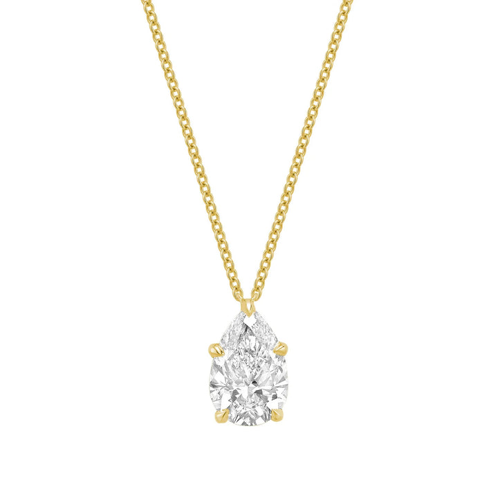 Classic Pear Solitaire Pendant Lab Grown Diamond Necklace