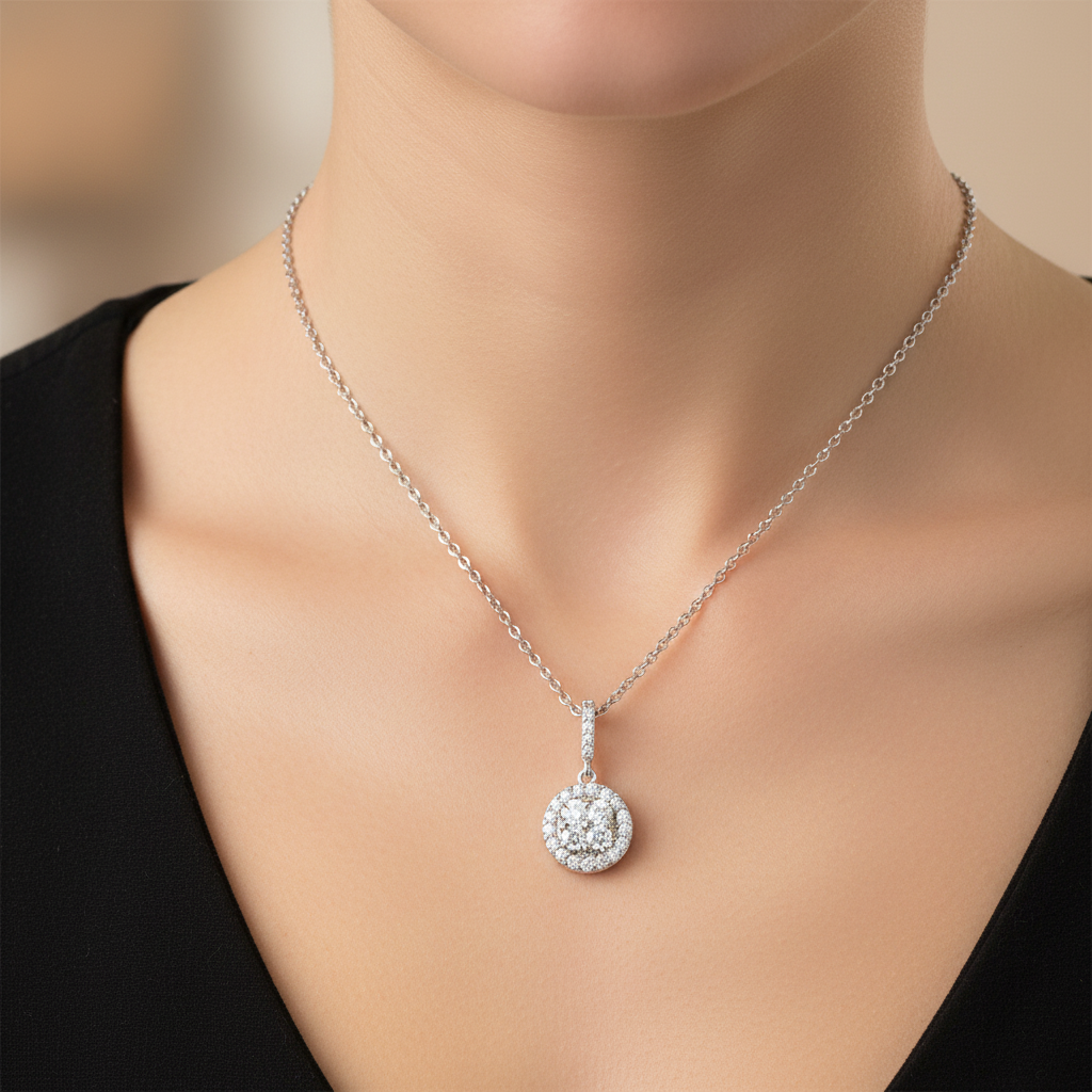 Miss Mimi CZ Round Shape Pendant Necklace