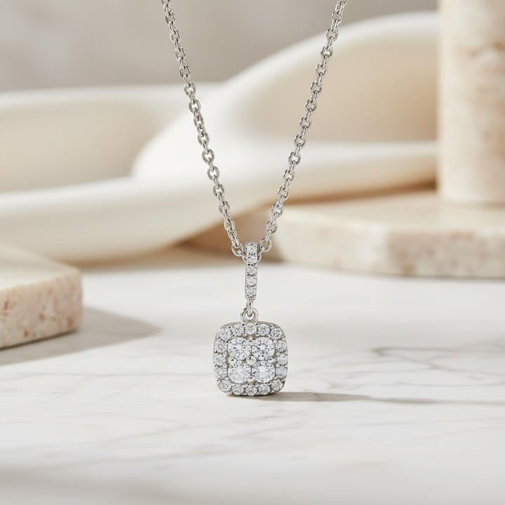 Miss Mimi CZ Cushion Shape Pendant Necklace