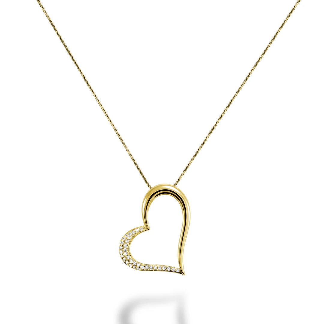 14K Yellow Gold Diamond Heart Necklace by ORLY Jewellers