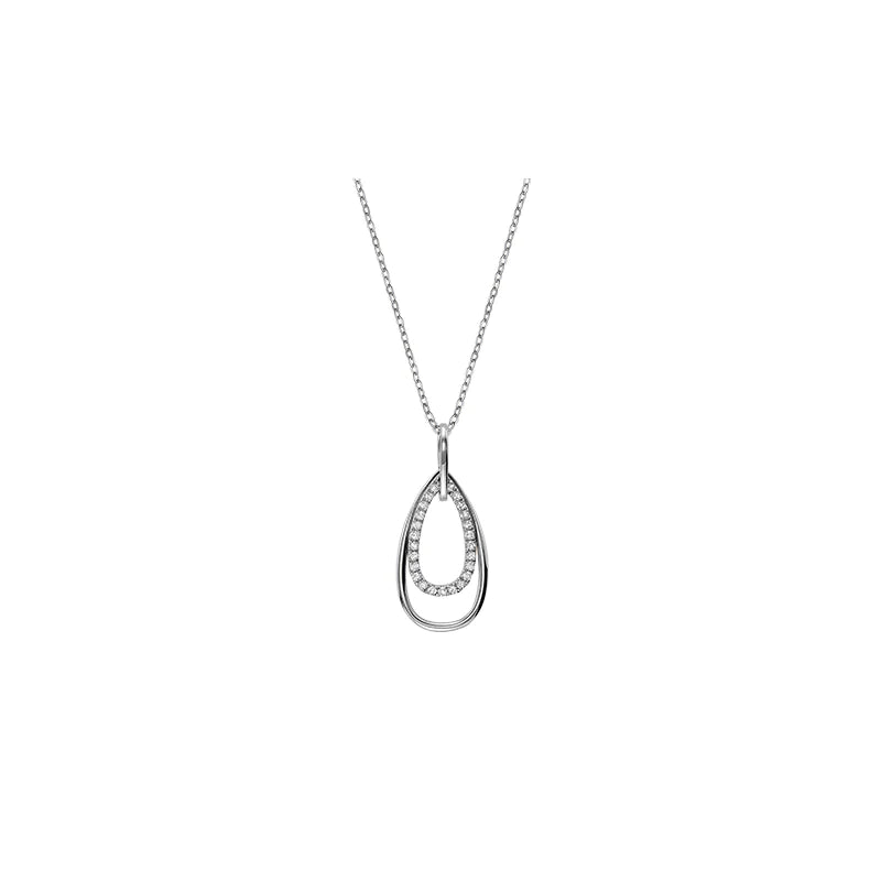 Double Teardrop Diamond Necklace in 10K Gold with 25 diamonds totaling 0.07CTDI