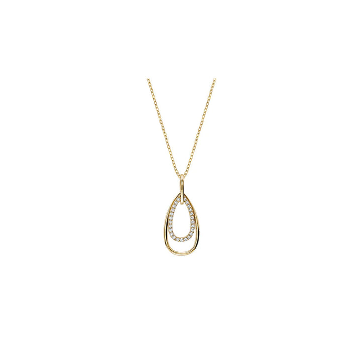 Double Teardrop Diamond Necklace in 10K Gold with 25 diamonds totaling 0.07CTDI