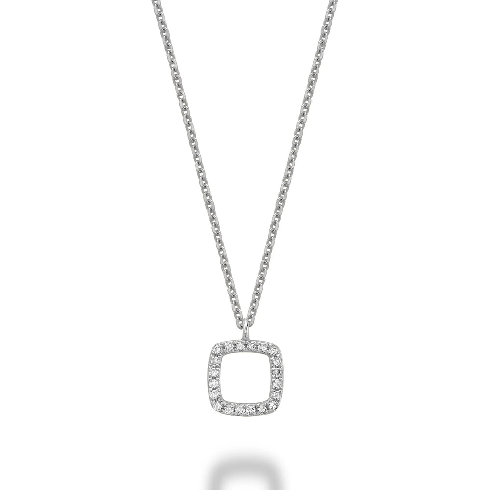 Square Diamond Necklace in 14K Gold with 20 diamonds totaling 0.06CTDI