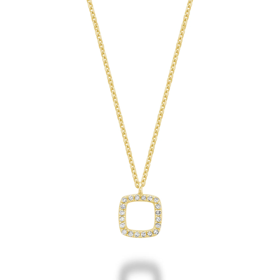 Square Diamond Necklace in 14K Gold with 20 diamonds totaling 0.06CTDI