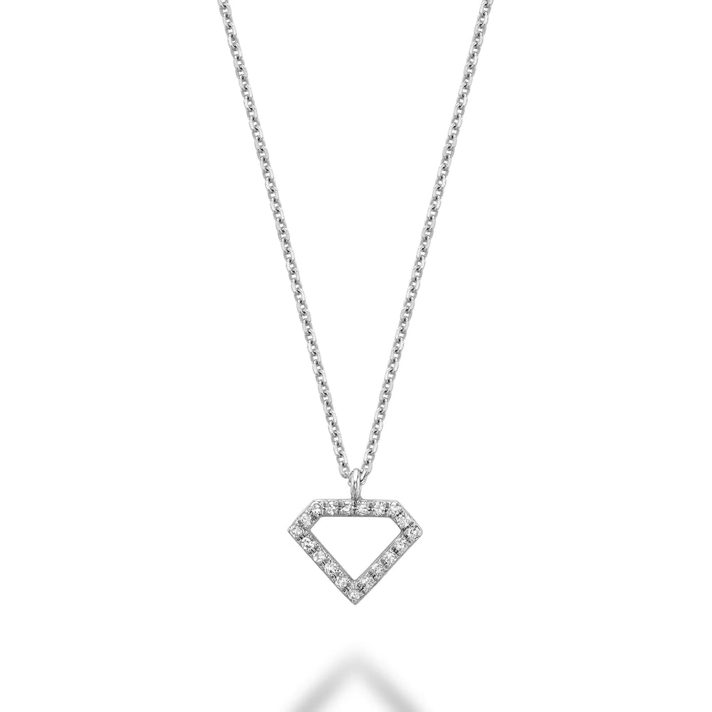 Diamond Shape Necklace in 14K Gold with 19 diamonds totaling 0.06CTDI