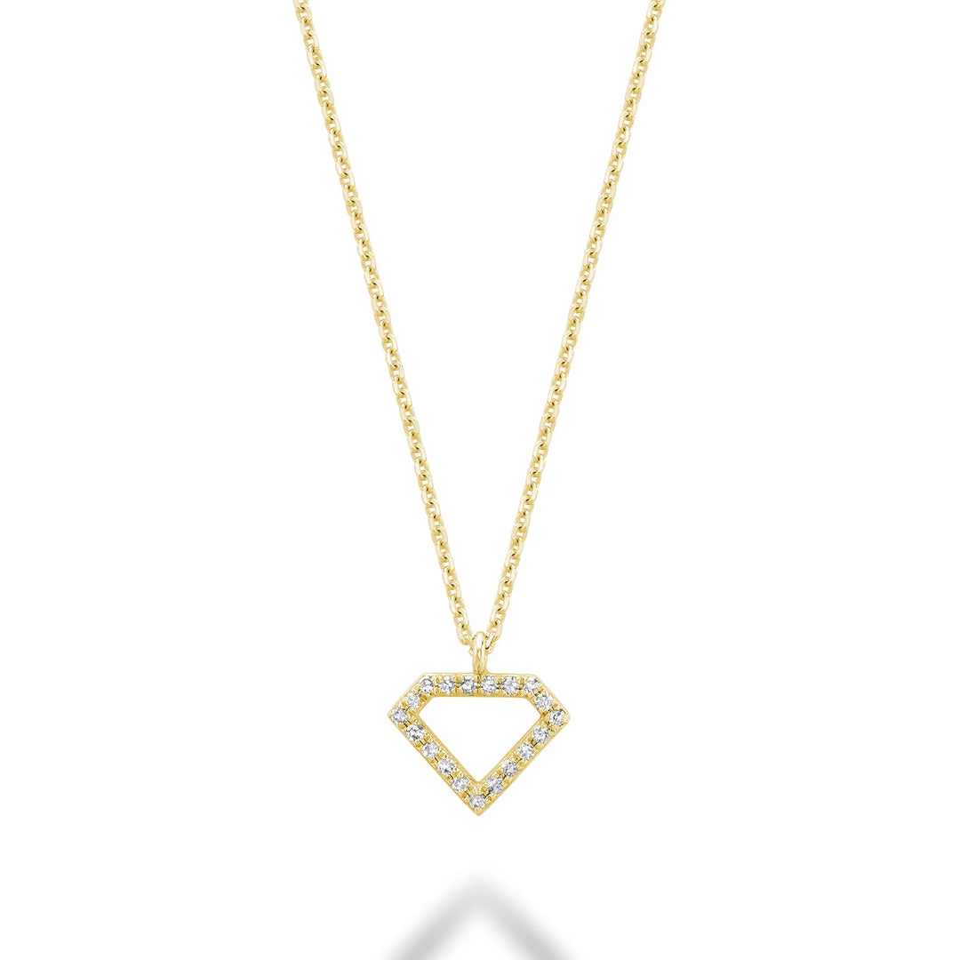 Diamond Shape Necklace in 14K Gold with 19 diamonds totaling 0.06CTDI