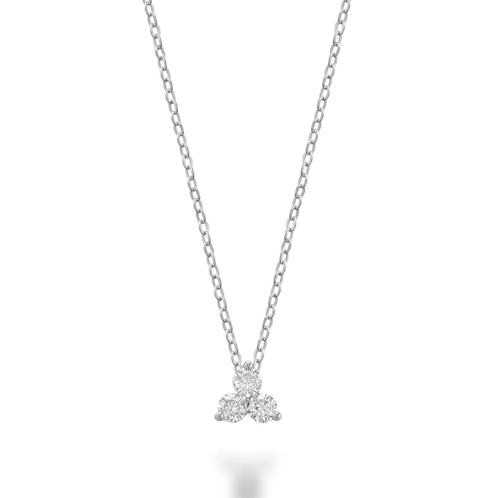 Three Stone Diamond Necklace in 14K Gold with 3 diamonds totaling 0.15CTDI