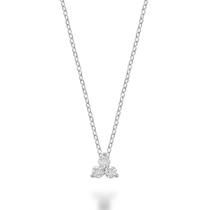 Three Stone Diamond Necklace in 14K Gold with 3 diamonds totaling 0.15CTDI
