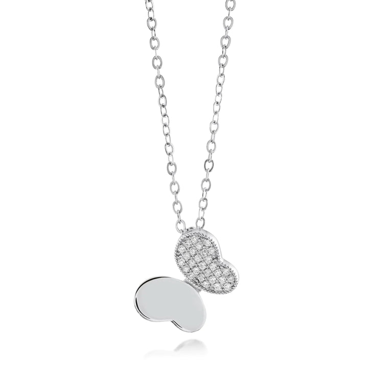 Miss Mimi Half Pave Butterfly Necklace | Sterling Silver | ORLY Jewellers