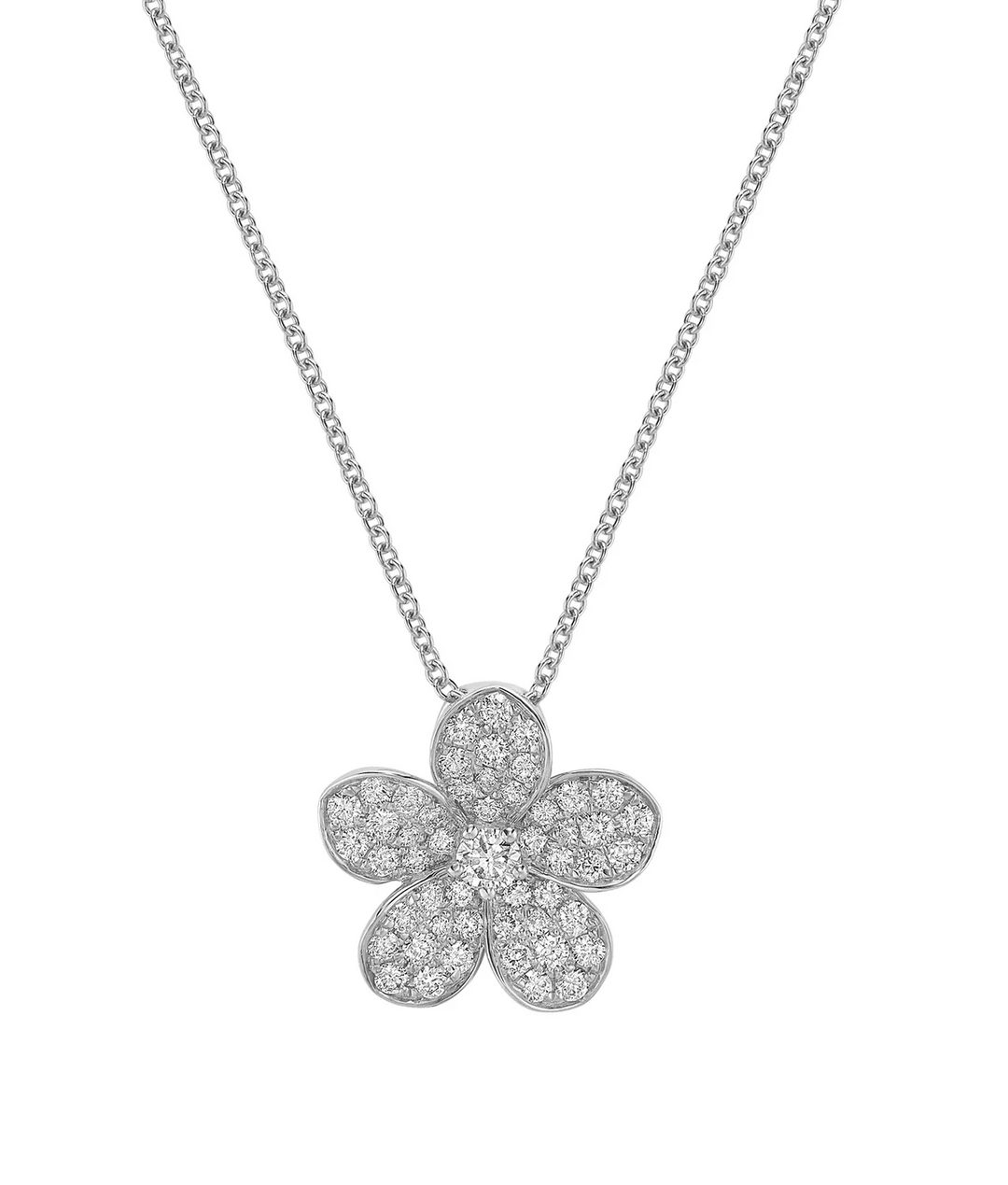 Elegant Petal Flower Diamond Slider Necklace