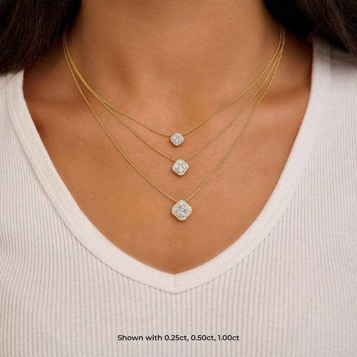 Cushion Halo Cluster Diamond Pendant