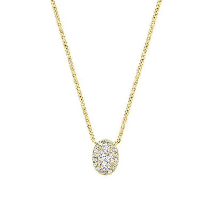 Oval Halo Illusion Diamond Pendant