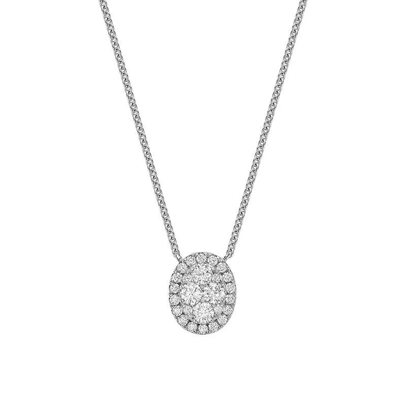 Oval Halo Illusion Diamond Pendant
