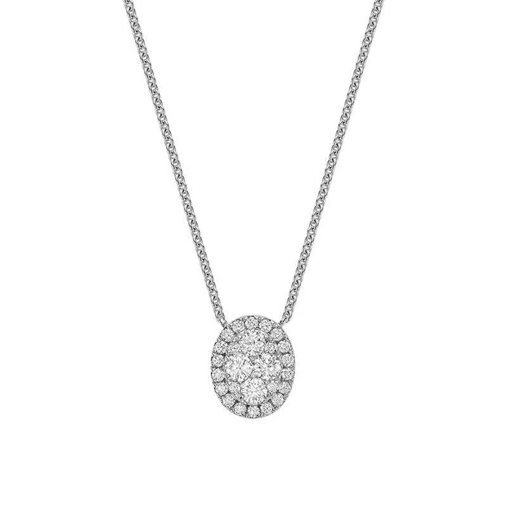 Oval Halo Illusion Diamond Pendant