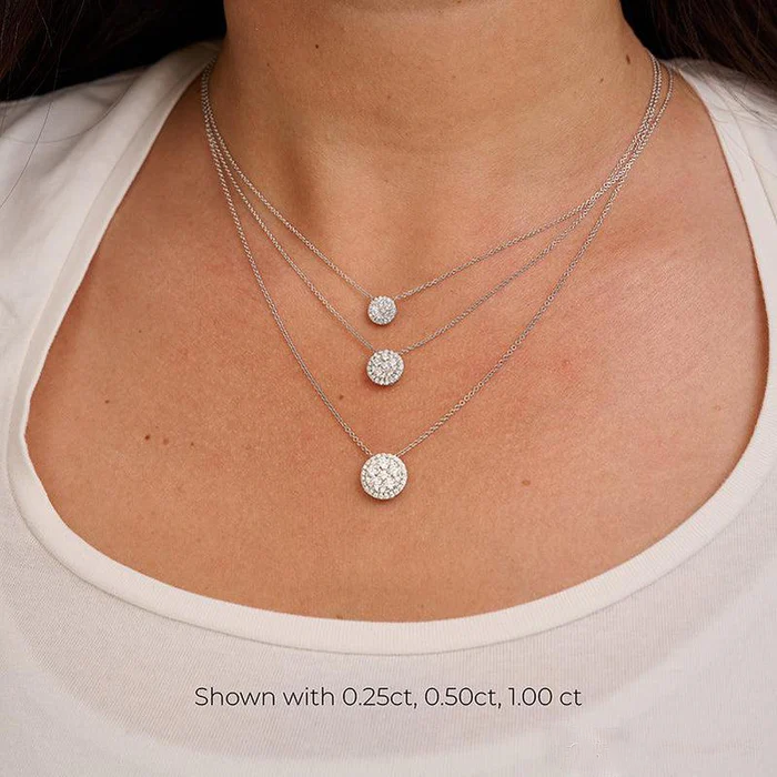 Round Halo Illusion Diamond Pendant