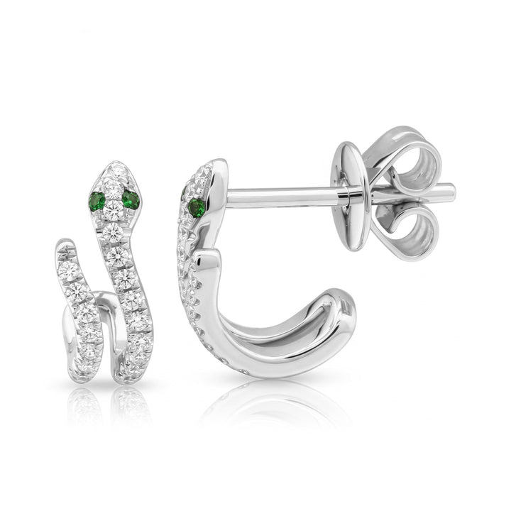Diamond Snake Lobe Stud Earrings