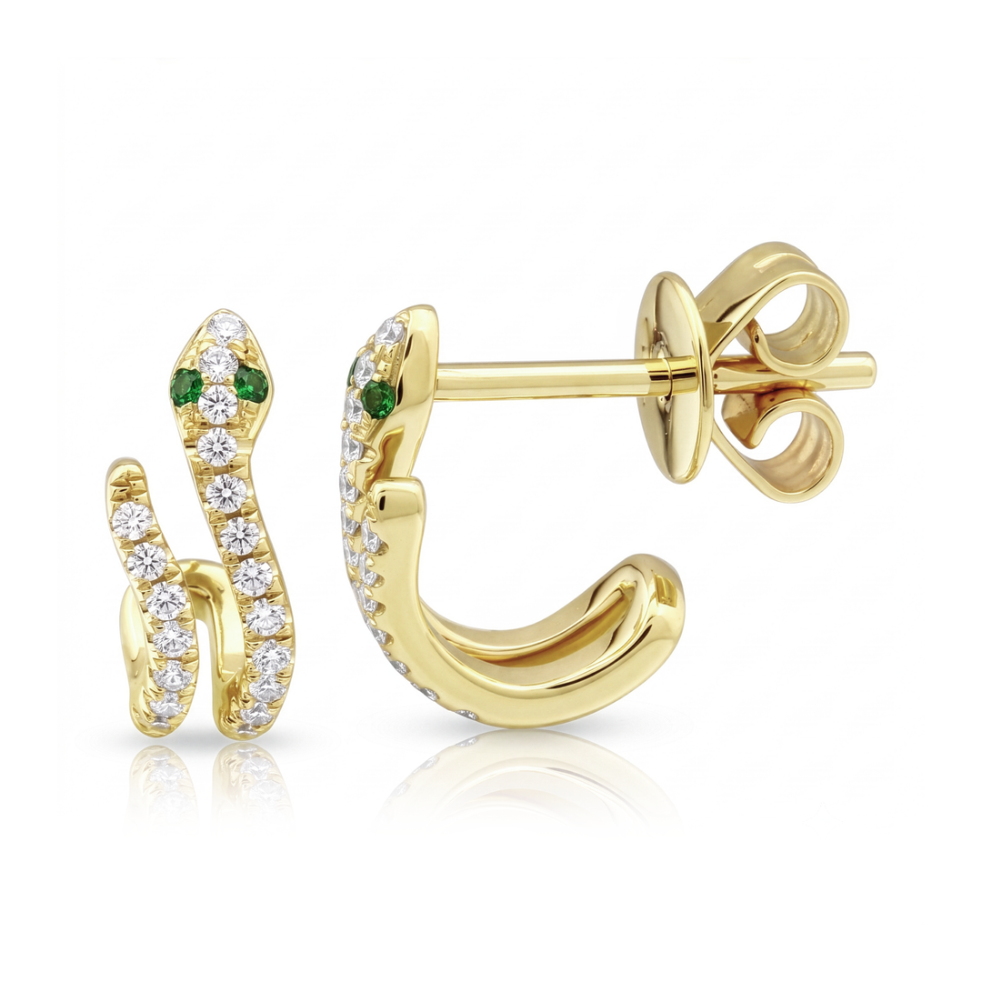 Diamond Snake Lobe Stud Earrings