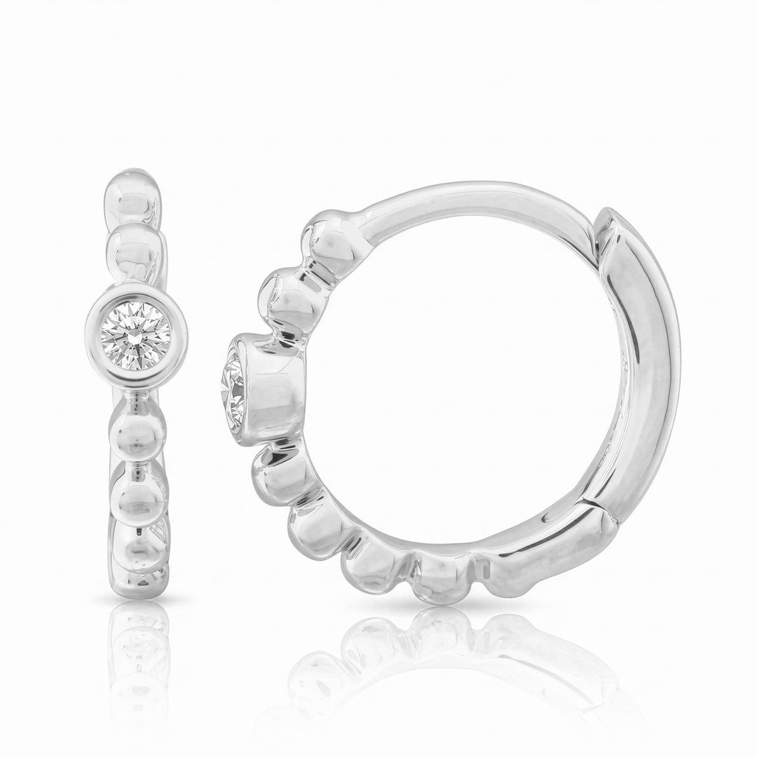 Diamond Round Huggie Earrings