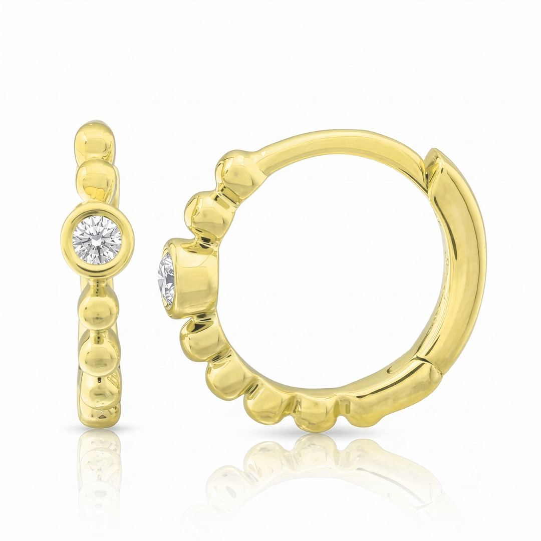 Diamond Round Huggie Earrings