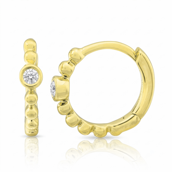 Diamond Round Huggie Earrings