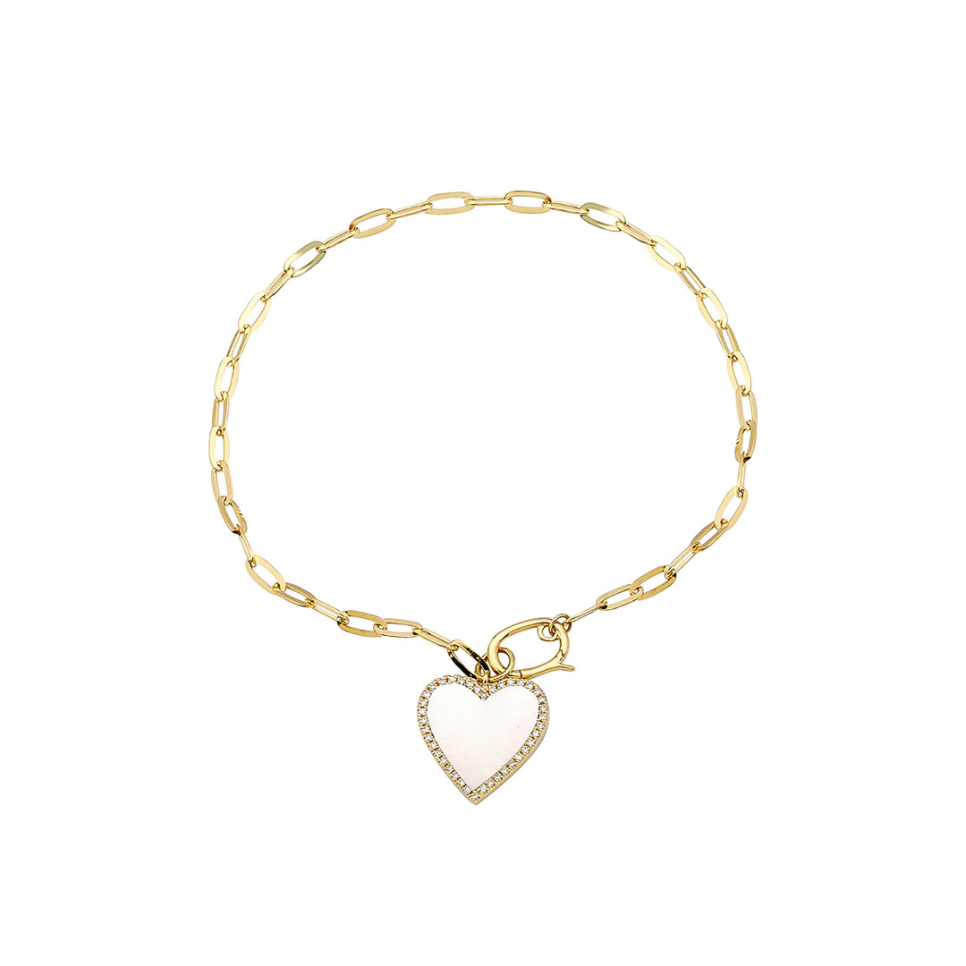Diamond Heart Paperclip Bracelet