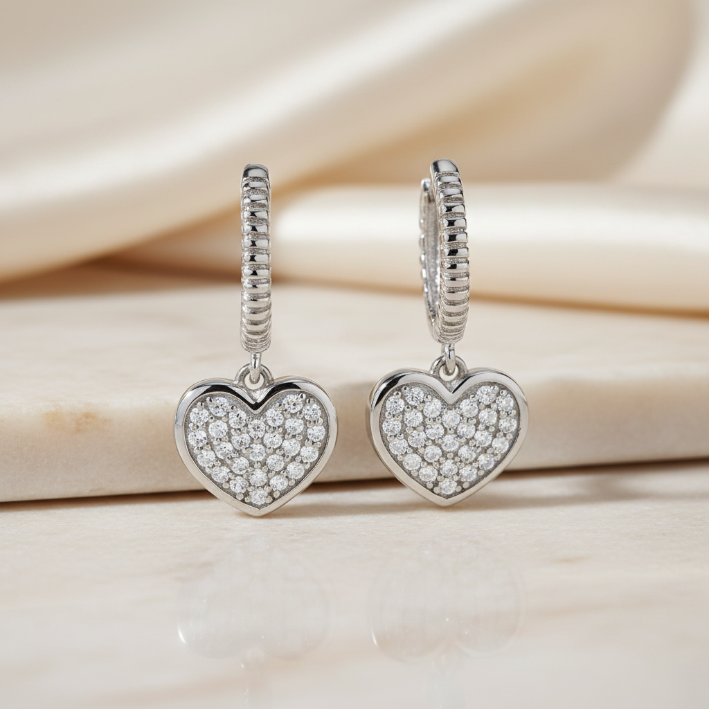 Miss Mimi Heart Pave Zirconia Dangling Earrings