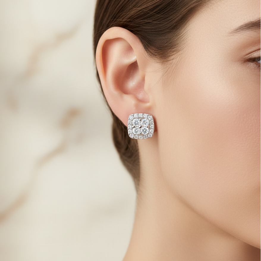 Miss Mimi CZ Square Stud Earrings