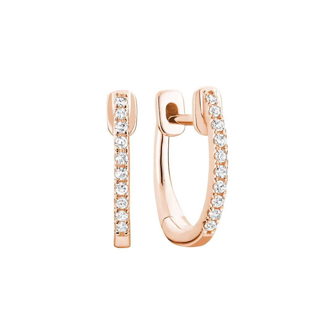 10K Rose Gold Diamond Huggie Earrings by ORLY Jewellers