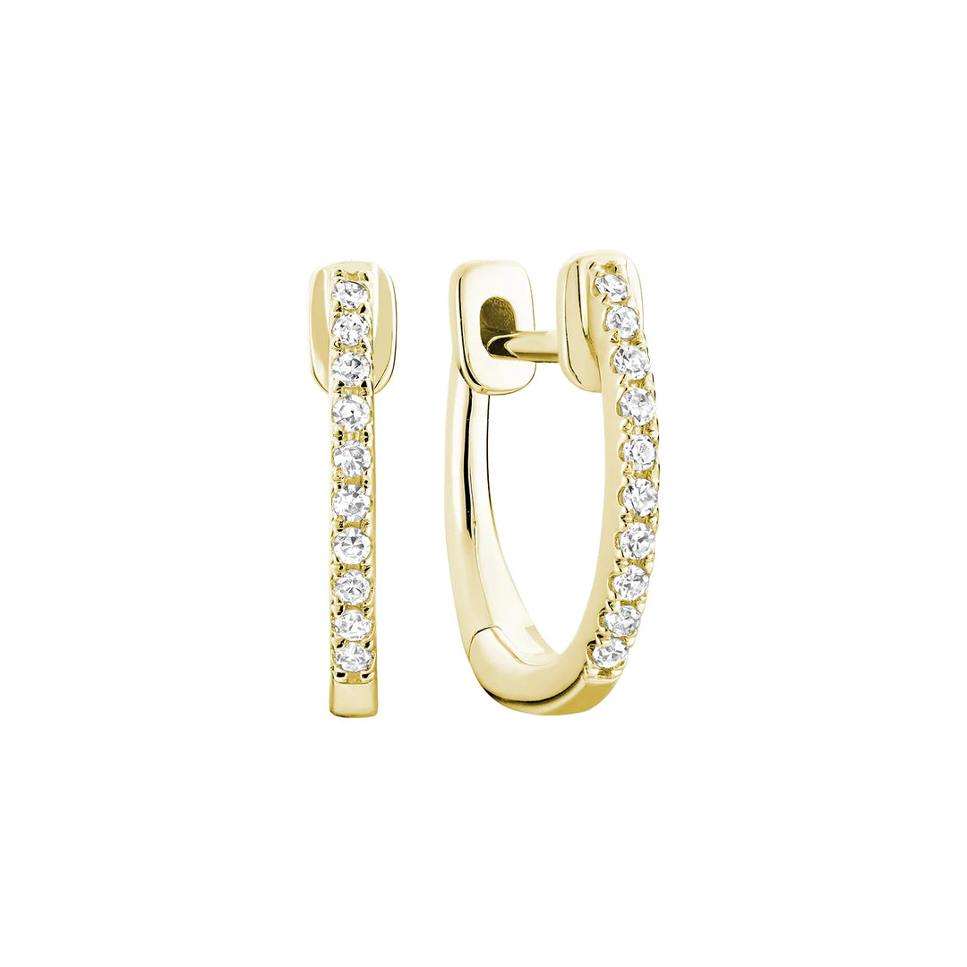 10K Yellow Gold Diamond Huggie Earrings by ORLY Jewellers