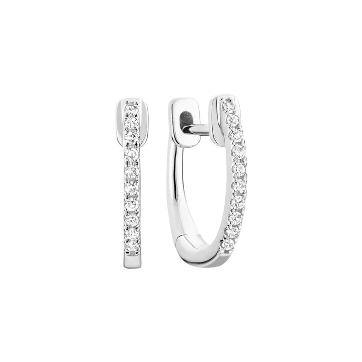10K White Gold Diamond Huggie Earrings by ORLY Jewellers