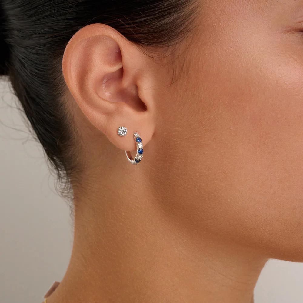 Precious Stone & Diamond Huggie Earrings