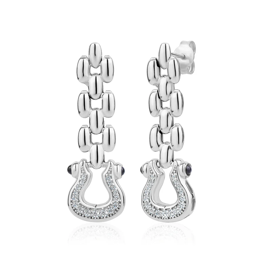 Miss Mimi Fancy Rounded Equestrian Drop Earrings