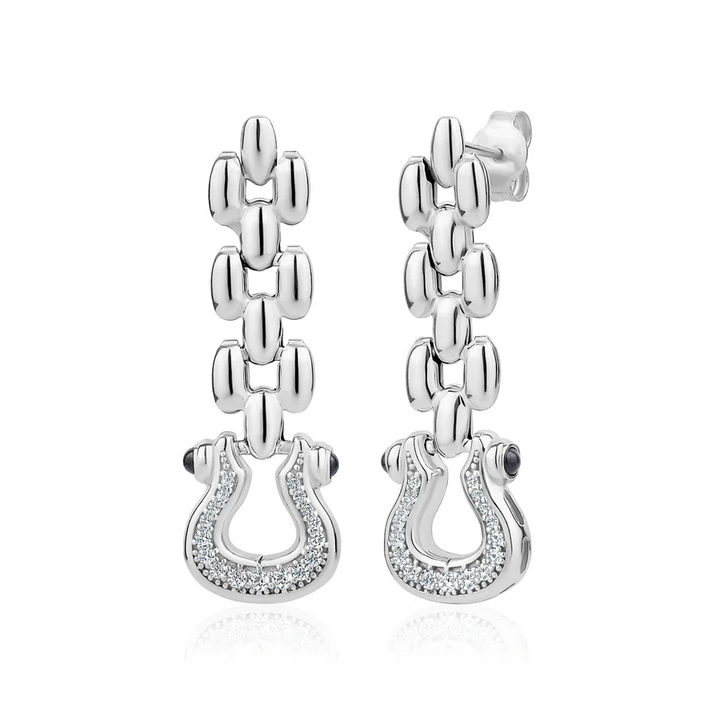 Miss Mimi Fancy Rounded Equestrian Drop Earrings